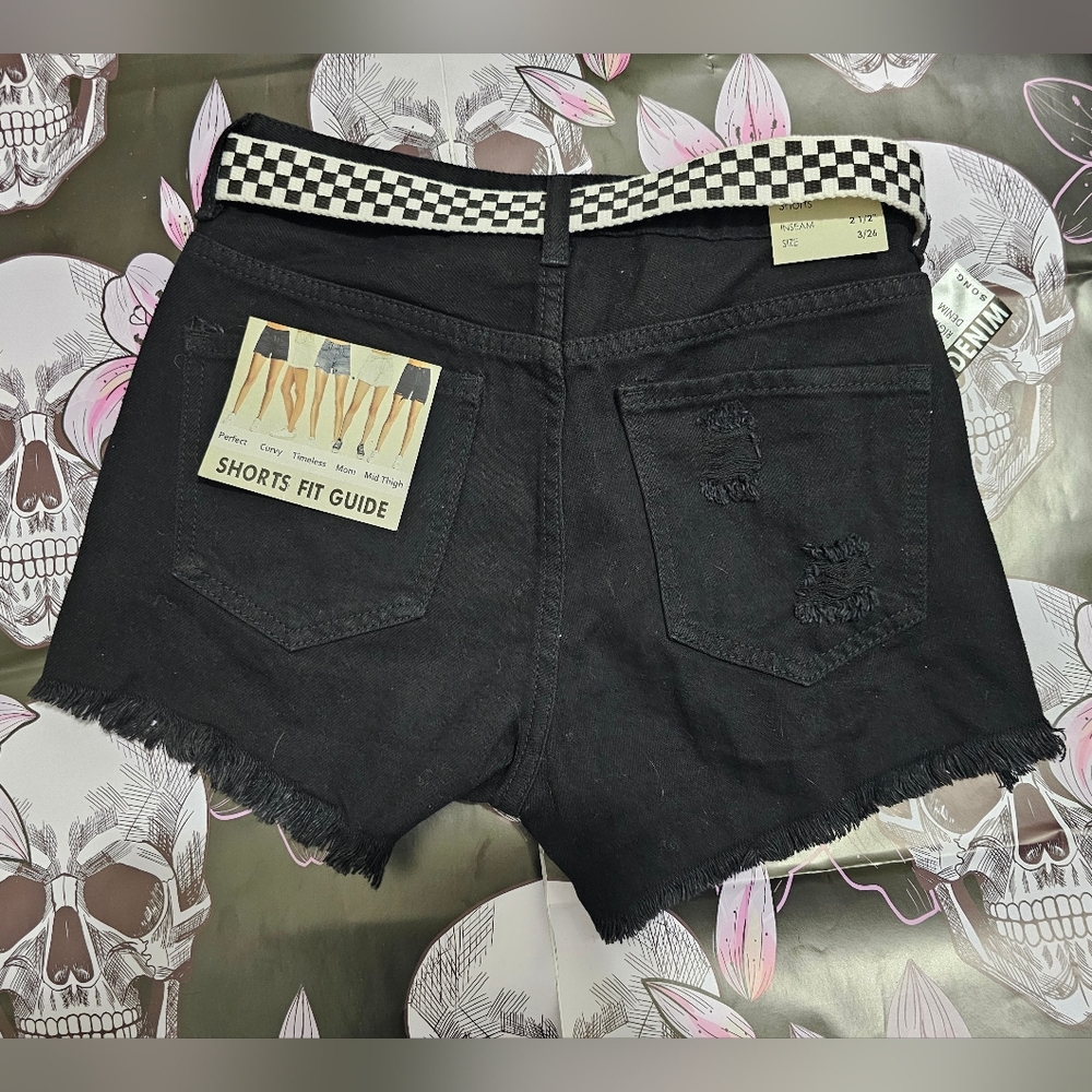 Black High Rise Distressed Shorts ♠️ - Picture 2 of 5